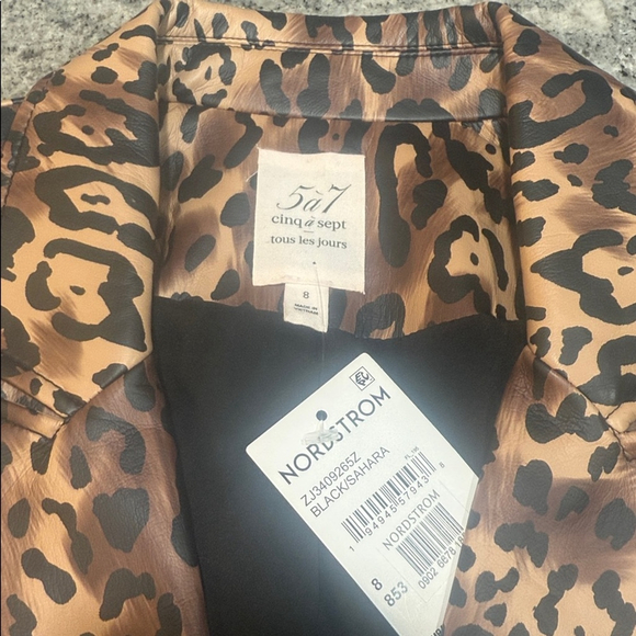 Cinq à Sept Cheyenne Leopard Print Faux Leather Jacket - Picture 8 of 11
